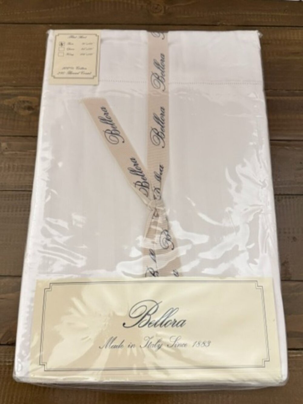 Bellora 280 Thread Count Twin Flat Sheet Wide White Stripe Cotton Made in Italy